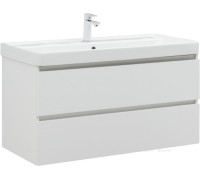Тумба с раковиной Aquanet Вега 100 2 ящика белый глянец 00328002
