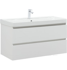 Тумба с раковиной Aquanet Вега 100 2 ящика белый глянец 00328002