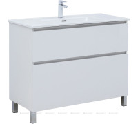 Тумба с раковиной Aquanet Вега 100 Flat напольная 2 ящика белый глянец 00345379
