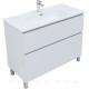 Тумба с раковиной Aquanet Вега 100 Flat напольная 2 ящика белый глянец 00345379
