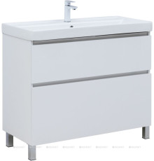 Тумба с раковиной Aquanet Вега 100 Ирис напольная 2 ящика белый глянец 00345373