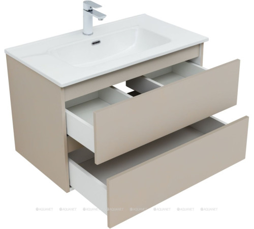 Тумба с раковиной Aquanet Вега 2.0 80 бежевая 2 ящика с раковиной Ирис 00344754