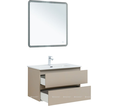 Тумба с раковиной Aquanet Вега 2.0 80 бежевая 2 ящика с раковиной Ирис 00344754