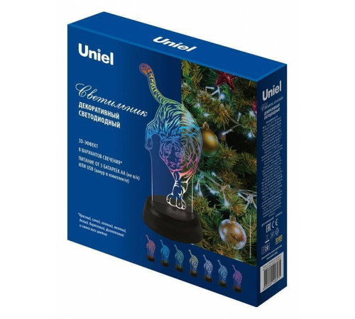 Зверь декоративный Uniel ULI-M506 RGB/3AA TIGER/BLACK UL-00008401