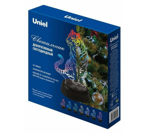 Зверь декоративный Uniel ULI-M507 RGB/3AA TIGER/BLACK UL-00008402