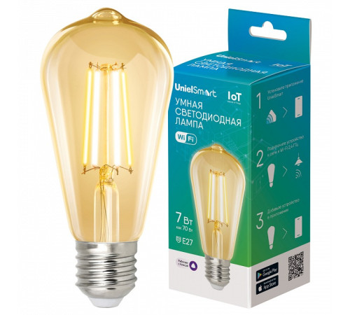 Лампа светодиодная с управлением через Wi-Fi Uniel E27 7Вт 2700-6500K UL-00011657