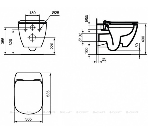 Унитаз подвесной безободковый Ideal Standard Tesi Rimless+ с сиденьем микролифт T536001