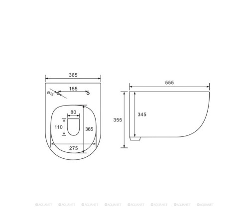 Унитаз подвесной Vincea Evo 365х555 мм безободковый с сиденьем slim soft-close VT1-34
