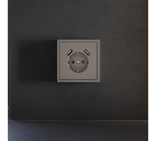 Накладка для розетки с заземлением и со шторками и 2хUSB type A Voltum S70 VLS000914