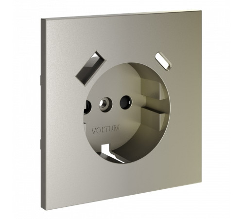 Накладка для розетки с заземлением, шторками и 2xUSB Type-A/C Voltum S70 VLS001004