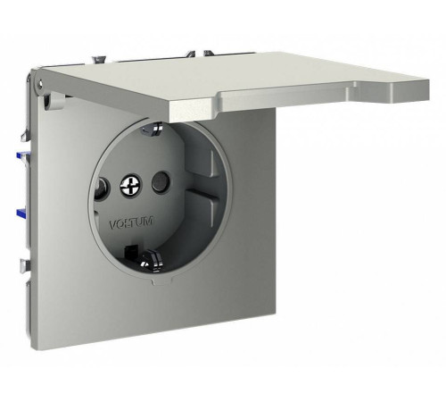 Розетка с заземлением и со шторкой, без рамки с крышкой Voltum S70 VLS040304