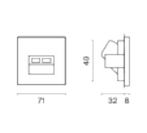 Розетка двойная Ethernet RJ-45 без рамки Voltum S70 VLS060202