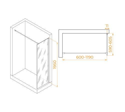 Душевая перегородка RGW WA-002W 600x2000 мм белый 35100206-15