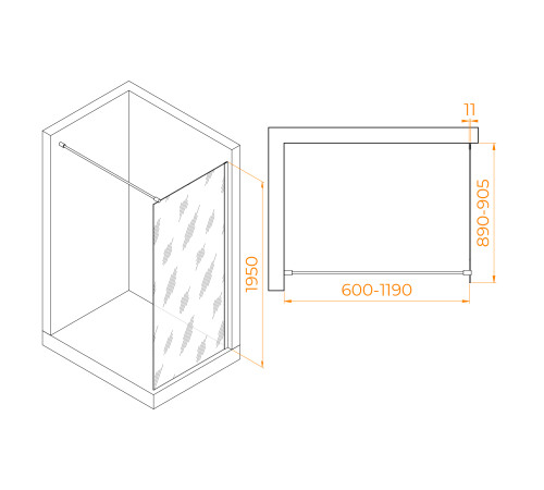 Душевая перегородка RGW WA-002 900x1950 мм хром прозрачное стекло 35100209-11