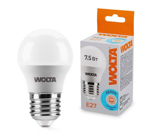 Лампа светодиодная Wolta E27 7.5Вт 6500K 25W45GL7.5E27