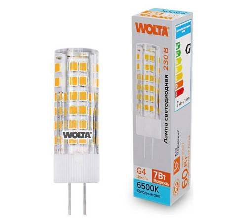 Лампа светодиодная Wolta G4 7Вт 6500K WSTD-JC-220V7W6KG4-C