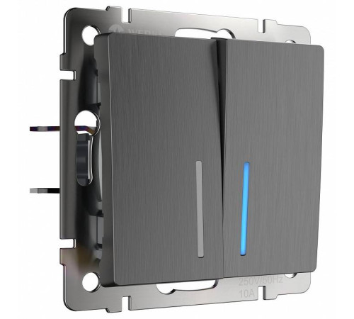 Выключатель проходной двухклавишный с подсветкой без рамки Werkel W112 7 W1122104