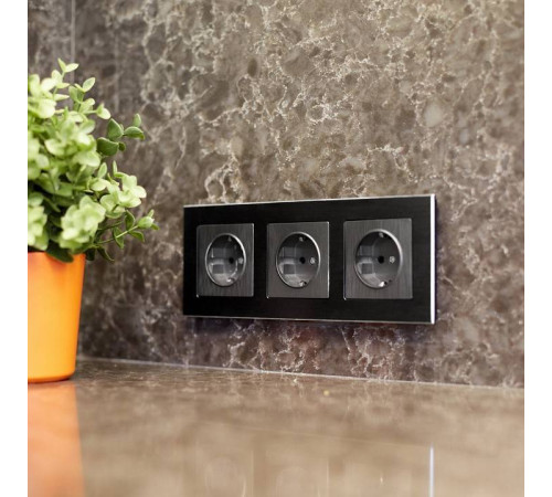 Розетка с заземлением, без рамки Werkel графит рифленый W1171004