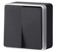 Выключатель двухклавишный Werkel Gallant (черный с серебром) W5020034