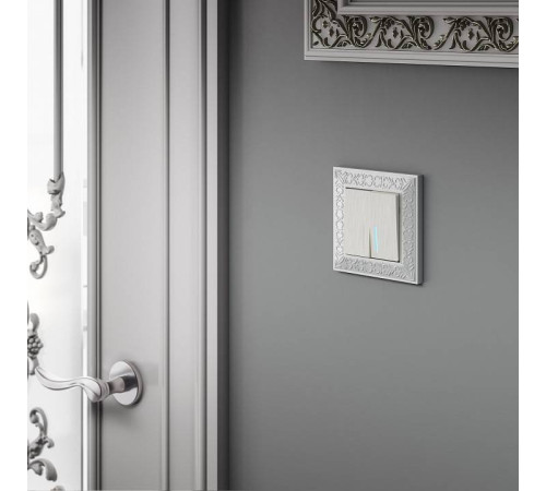 Выключатель проходной двухклавишный с подсветкой без рамки Werkel перламутровый рифленый W1122113