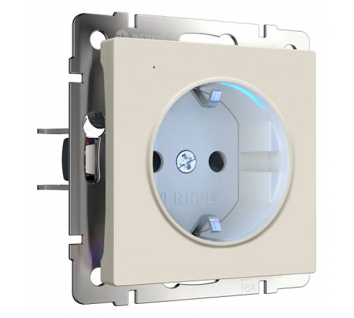 Розетка с заземлением с подсветкой, без рамки Werkel Айвори матовый W1171462