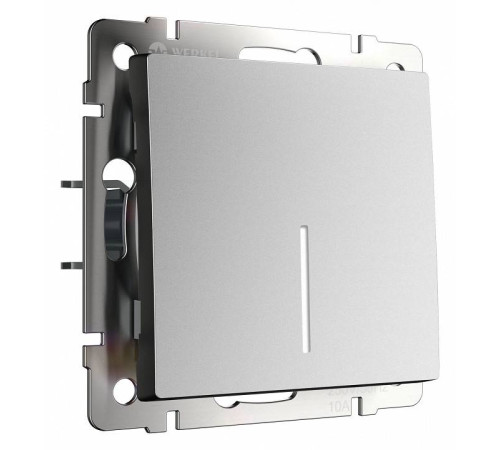 Выключатель одноклавишный с подсветкой без рамки Werkel серебряный матовый W1110165