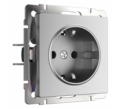 Розетка с заземлением, без рамки Werkel серебряный матовый W1171065