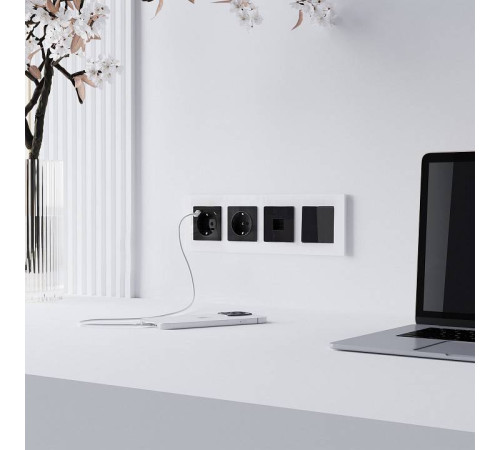 Розетка Ethernet RJ-45 без рамки Werkel Черный акрил W1181048