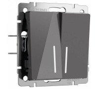 Выключатель двухклавишный с подсветкой без рамки Werkel Графит акрил W1120144