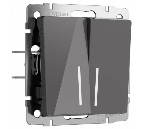 Выключатель двухклавишный с подсветкой без рамки Werkel Графит акрил W1120144
