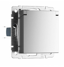 Розетка с заземлением и со шторкой, без рамки с крышкой Werkel серебряный матовый W1171265