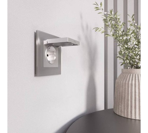 Розетка с заземлением и со шторкой, без рамки с крышкой Werkel серебряный матовый W1171265