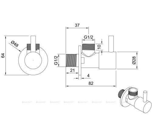 Вентиль угловой Allen Brau Priority Round 1/2 черный матовый 5.31026-31