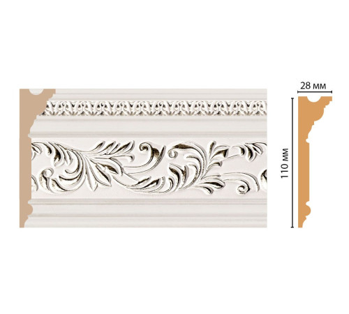Плинтус потолочный DECOMASTER D225-60 ДМ 110х28х2400 мм D225-60 ДМ