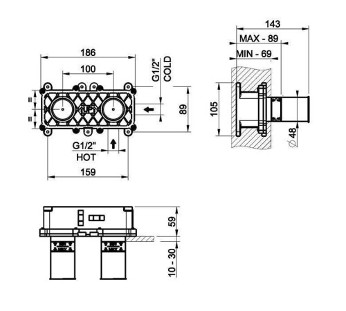 Встраиваемая часть для смесителя с изливом Gessi Emporio Via Tortona 38498#031