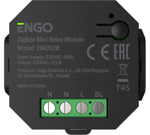 Реле беспроводное ENGO ZigBee со встроенным репитером 230 В EMODZB