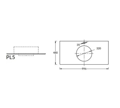 Столешница из керамогранита Kerama Marazzi Фондамента 120 см 1 отв. серый натуральный PL1.DL500920R/120