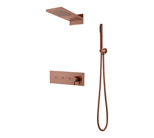Душевой комплект встраиваемый Boheme Fusion смеситель верхний и ручной душ матовая бронза 130-BRB