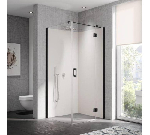 Уголок душевой Kermi LIGA 1000x1000x2000 мм черный матовый прозрачное стекло Kermiclean LI SNR 10020 3PK / LI TWP 10020 3PK