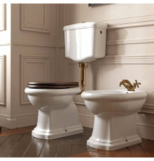 Унитаз приставной Kerasan Retro 72х38.5 см с низким бачком слив в пол белый/бронза 751393/101001/760393/108201/757193