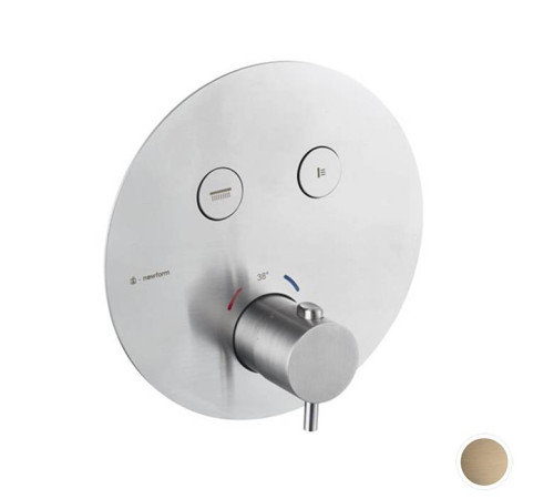 Смеситель для душа встраиваемый термостатический Newform X-STEEL 316 на 2 источника PVD Brushed pale gold 70426EX.59.098