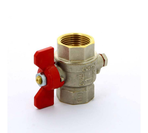 Кран шаровой Tiemme ВВ 1 дюйм с отверстием для термометра 2980008