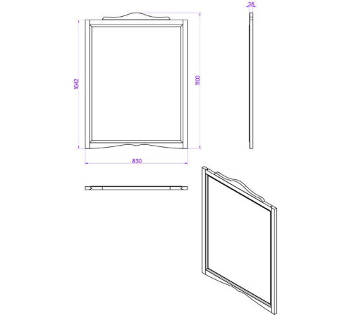 Зеркало подвесное Tiffany World Veronica Nuovo 83х110 см в деревянной раме белый VER1183-B