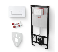 Система инсталляции AlcaPlast Sadromodul AM101/1120 с кнопкой M570 белая, с шумоизоляцией AM101/1120/M570