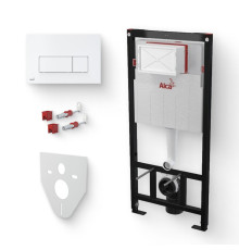 Система инсталляции AlcaPlast Sadromodul AM101/1120 с кнопкой M570 белая, с шумоизоляцией AM101/1120/M570