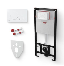Система инсталляции AlcaPlast Sadromodul AM101/1120 с кнопкой M670 белая, с шумоизоляцией AM101/1120/M670