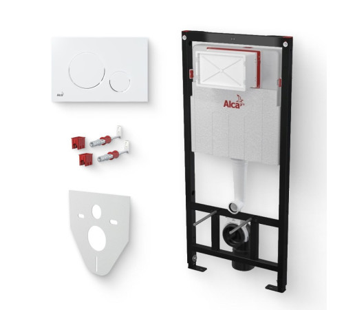 Система инсталляции AlcaPlast Sadromodul AM101/1120 с кнопкой M670 белая, с шумоизоляцией AM101/1120/M670