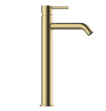 Смеситель для раковины высокий Bossini Teo с донным клапаном, сатинированное золото Z00703.043