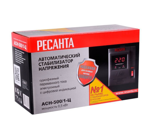 Стабилизатор напряжения Ресанта АСН-500/1-Ц релейный 0.5 кВт