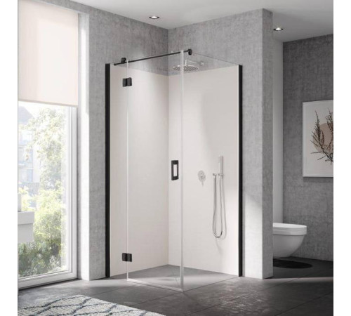 Уголок душевой Kermi LIGA 1000x1000x2000 мм черный матовый прозрачное стекло Kermiclean LI SNL 10020 3PK / LI TWP 10020 3PK